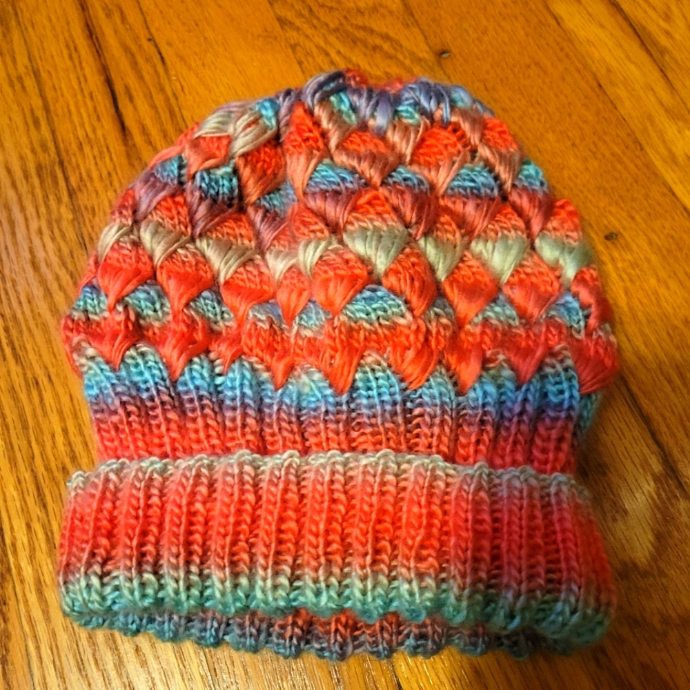 Hand Knit Rainbow Hat